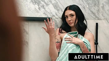 [Adulttime] Charlotte Sins Caught Riding Dildo In Shower Uses Her Roomie's Cock To Finish The Job