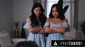 [Pure Taboo] Asian Stepsisters Lulu Chu Kimmy Kimm Fulfill Their Stepdad's Doppelganger Fantasy
