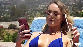 [Cherry Pimps] Horny Blonde Invites The Pool Man In To Suck His Big Black Cock