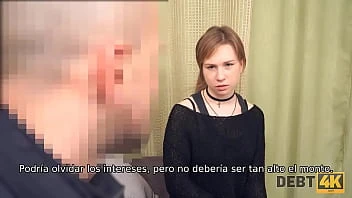 [Debt 4K] Pretty Girl With A Choker Satisfies The Erection Of Debt Collectors
