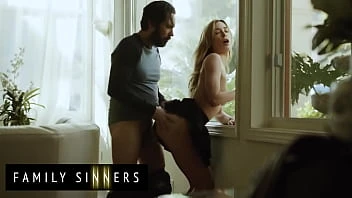 [Family Sinner] Blonde Stepsister Moans Loudly As Her Stepbrother Rubs And Fingers Her Shaved Pussy