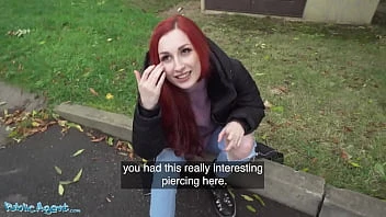 [Public Agent] Redhead Brit Shows Off Her Pierced Tits Before Basement Fuck Creampie