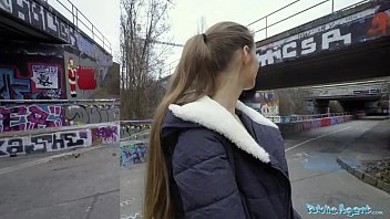 [Public Agent] Kinuski Fucks A Big Spanish Cock Outside Under A Tunnel