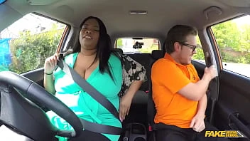 [Fake Driving School] Ebony Bbw Takes Off Her Big Panties And Has Sex In A