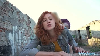 [Public Agent] Sexy Redhead Waitress Sucks Cock And Gets Fucked Doggystyle Outside In Public