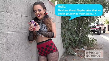 [Hookup Hotshot] Tiny Goth Girl Holly Hendrix's Pushes A Huge Cock Up Her Ass