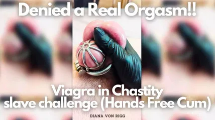Denied A Real Orgasm!! Viagra In Chastity - Slave Challenge (hands Free Cum)