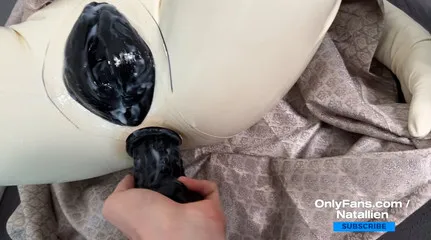 Rubber Pussy And Anal Holes Filled