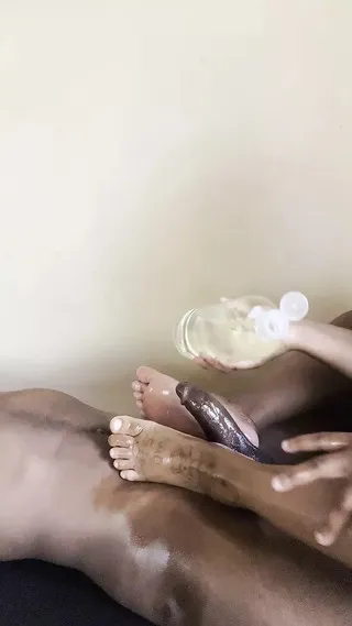 Ebony Footjob Cumshot