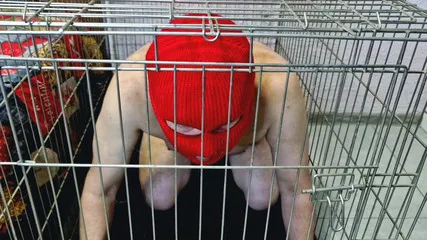 Dominatrix Nika Takes Sex Slave Out Of Cage Just To Fuck Him In The Ass