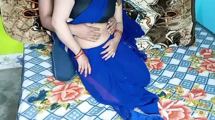 Bhabhi In Blue Color Sari Looking Sexy.