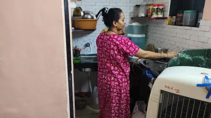 The Owner Lifted Tha Saree In Tha Kitchen To Tha Maid