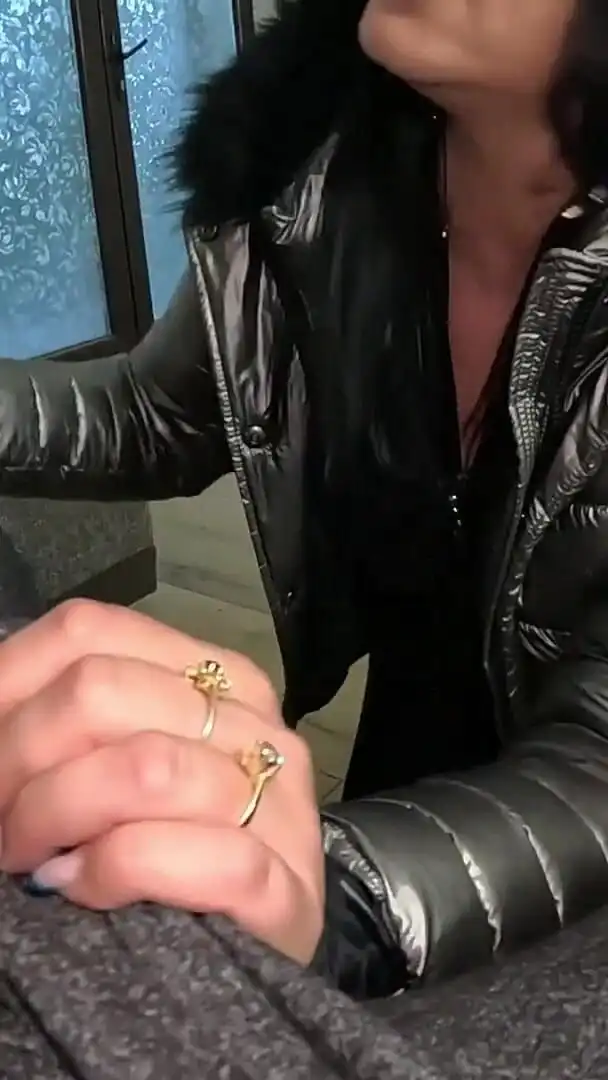 A Lot of Cum on My Shiny Down-jacket From the Gardener 270