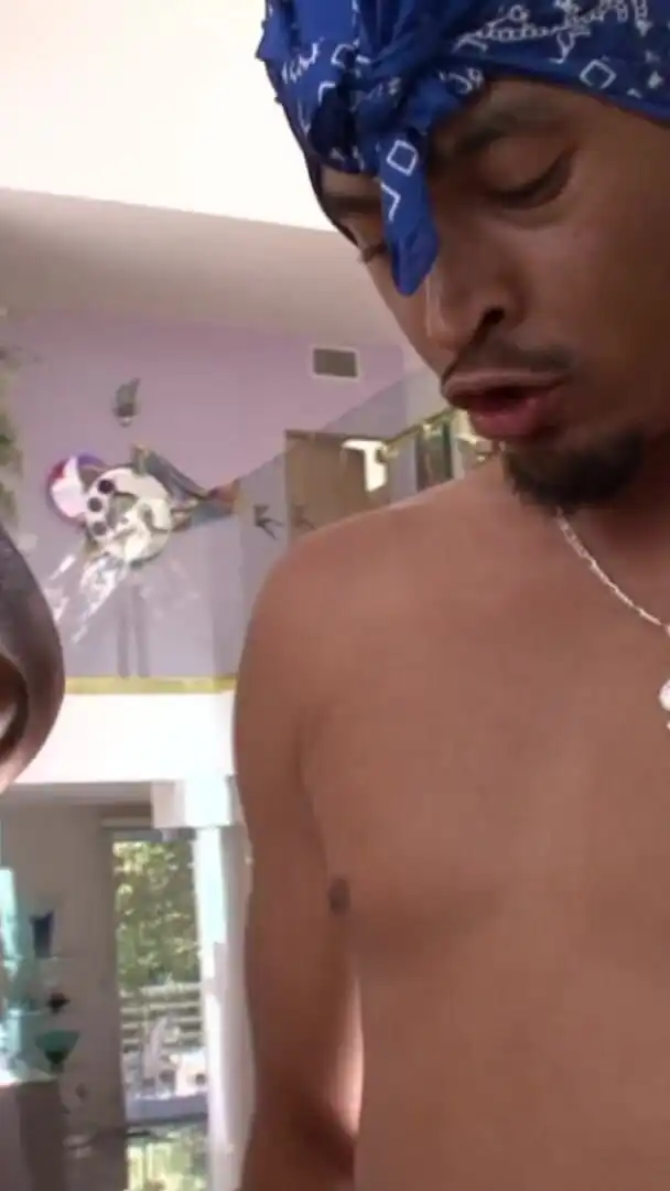 Bitch gets owned by big black cocks