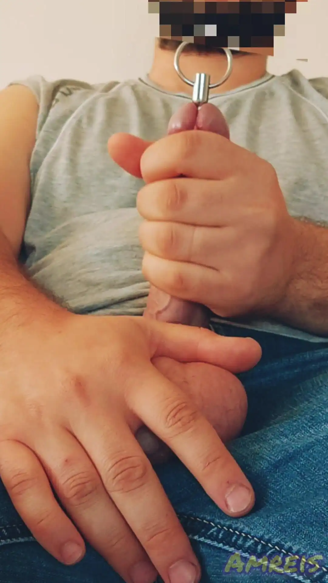 Powerful Orgasm After Hardcore Jerking off. Sperm on the Dick