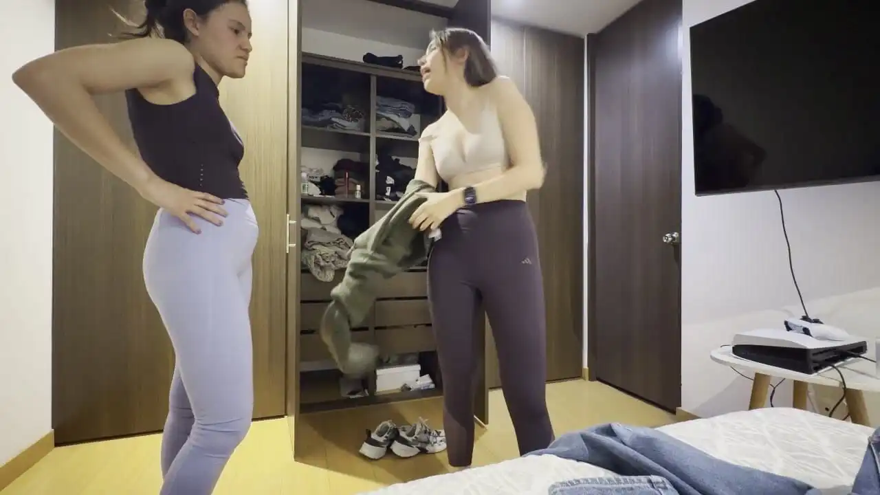 Two Women Put on Their Gym Clothes