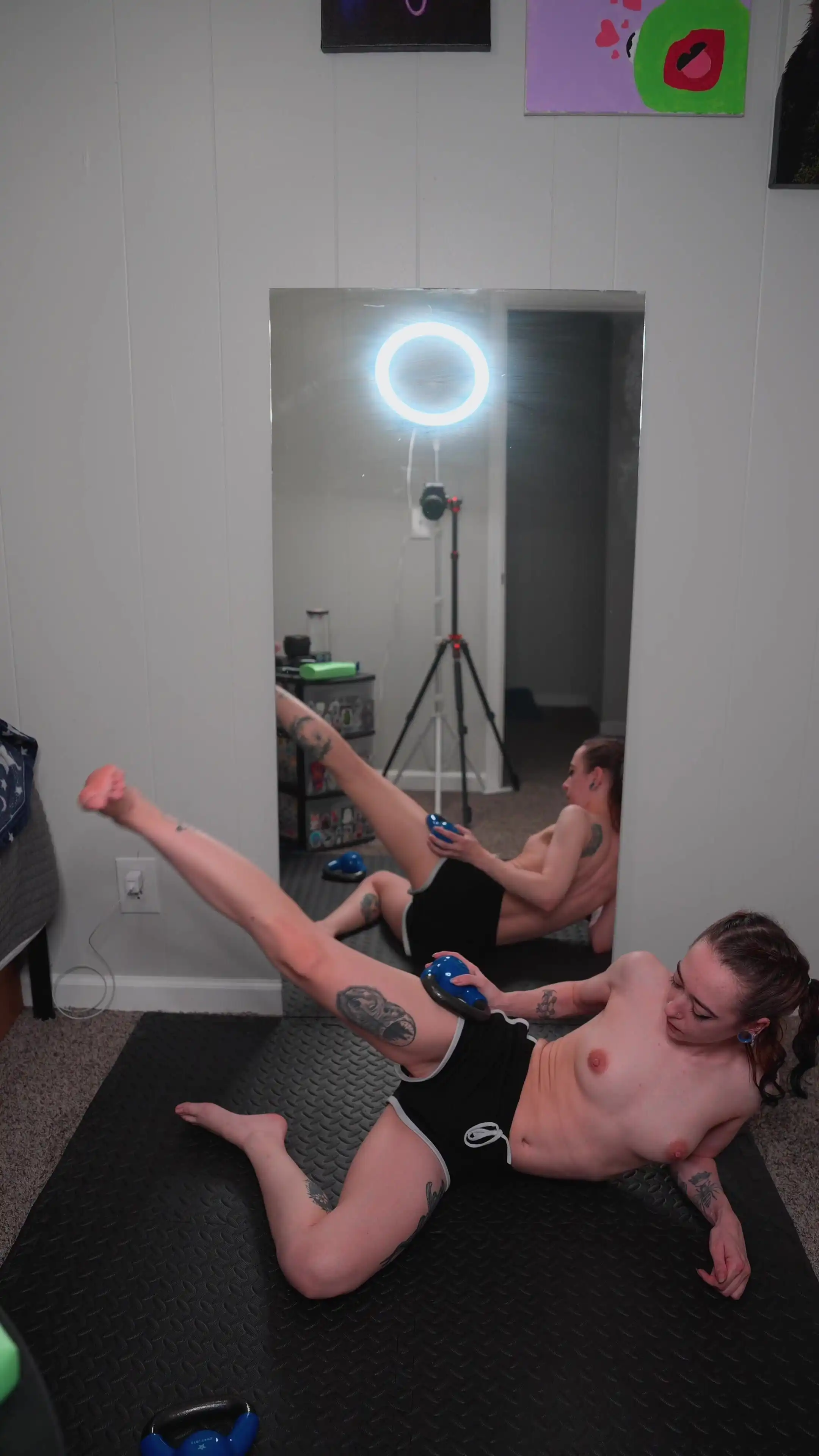 Exposing My Little Tits During My Workout