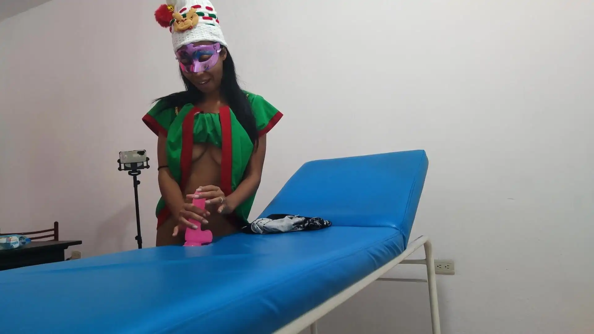 Brunette Stepsister Dressed up in a Sexy Female Elf Costume and Started Getting Horny