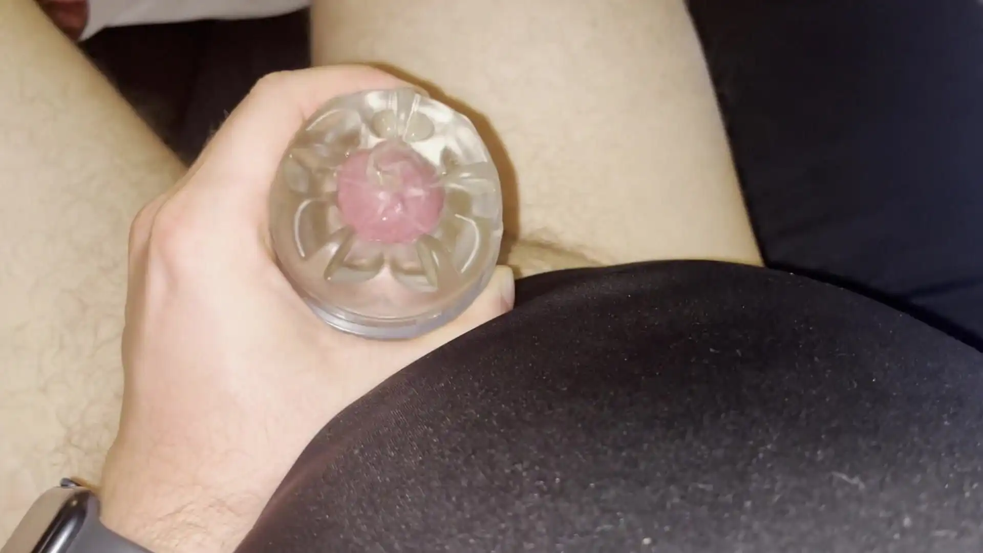 Cum Into Tight Condom with Fleshlight