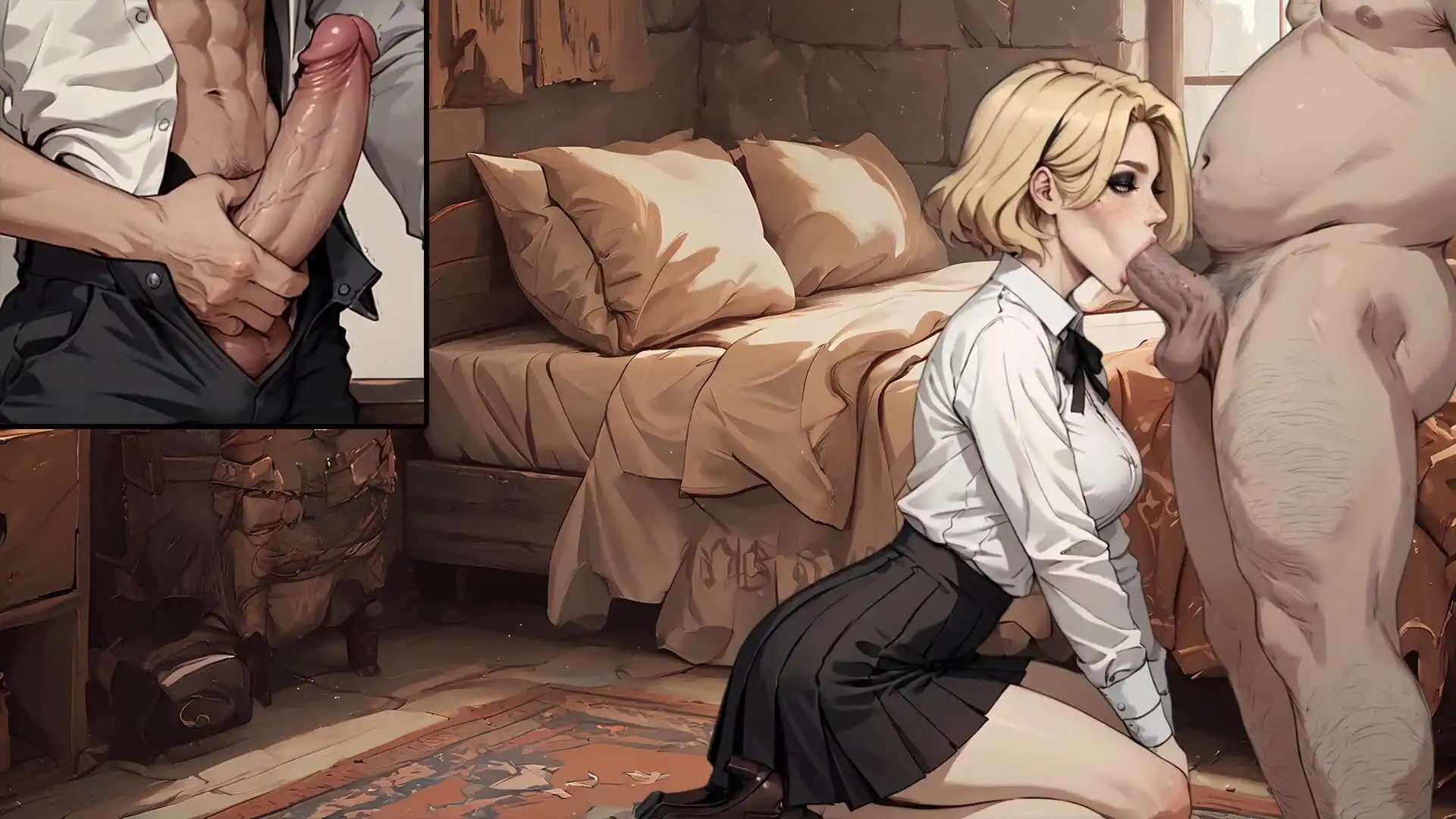College of Mysteria: Boyfriend Jerking off and Watch His Girl Sucking of the Dorm Master They Made Her a Cum Slut - Episode 8