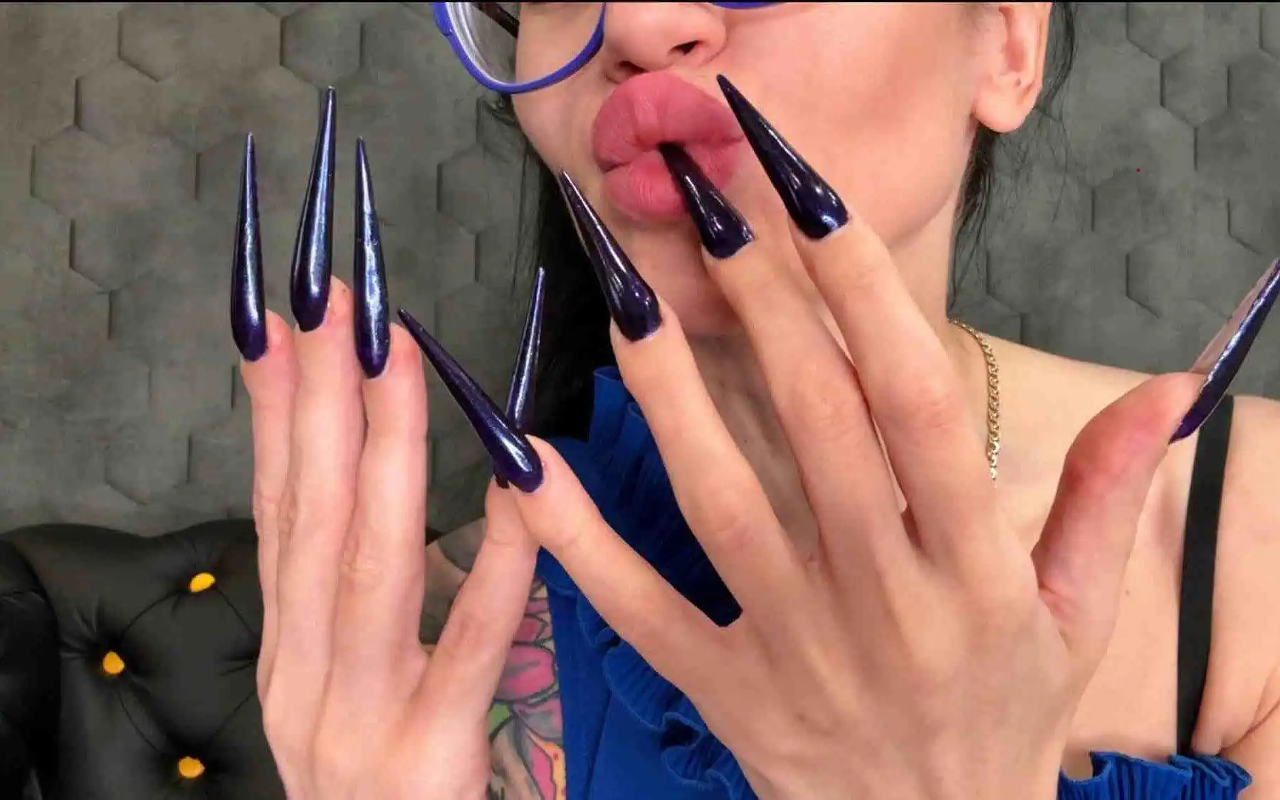 Click for Gif Dark Blue Long Nails