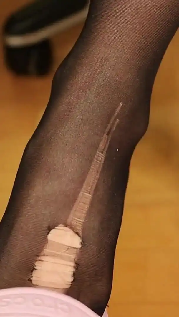 Dirty Pink Clogs & Torn Black Nylons - Raw Underfoot Tease