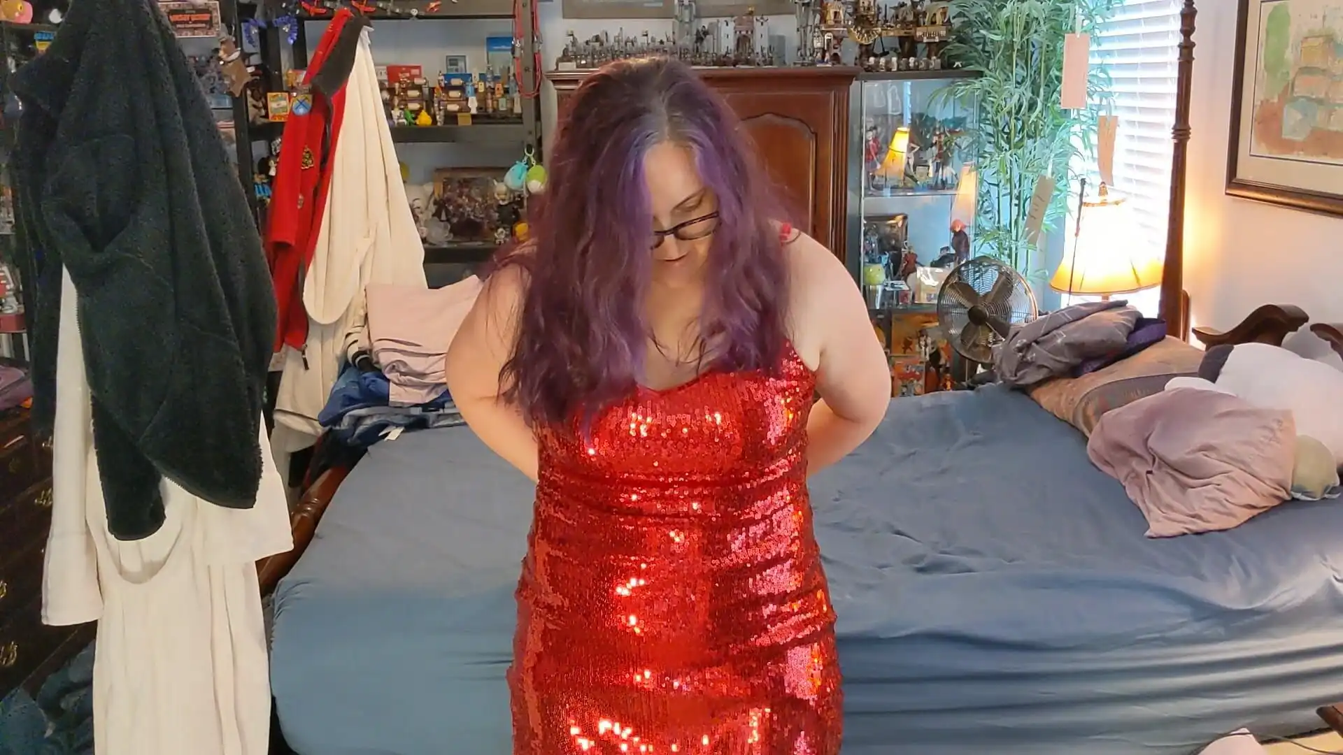 Hotwife Dances and Strips in Red Dress!