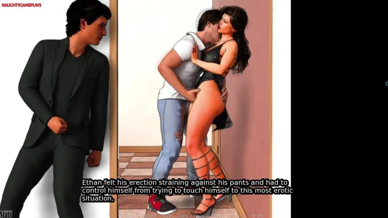 Couple's Love 08 - Cuckold Husband Watches His Hotwife Kissing Another Man in Front of Him - 3D Porn Game