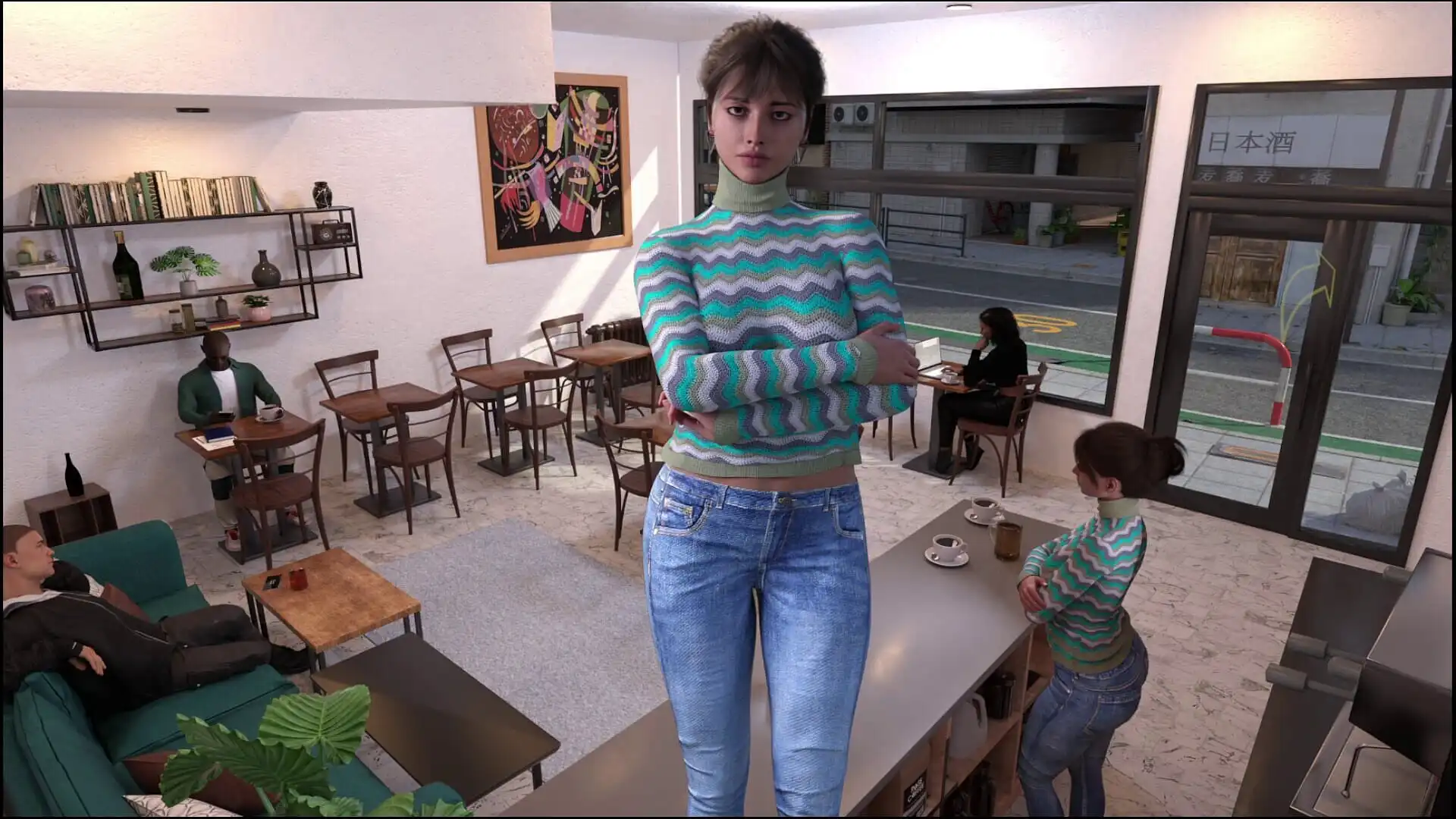 Anne Hathaway Look-a-like in Small Coffee in Game