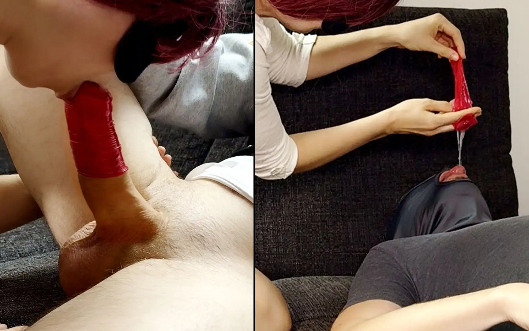 Cuckold Husband Eats Cum From Strangers Condom After Blowjob