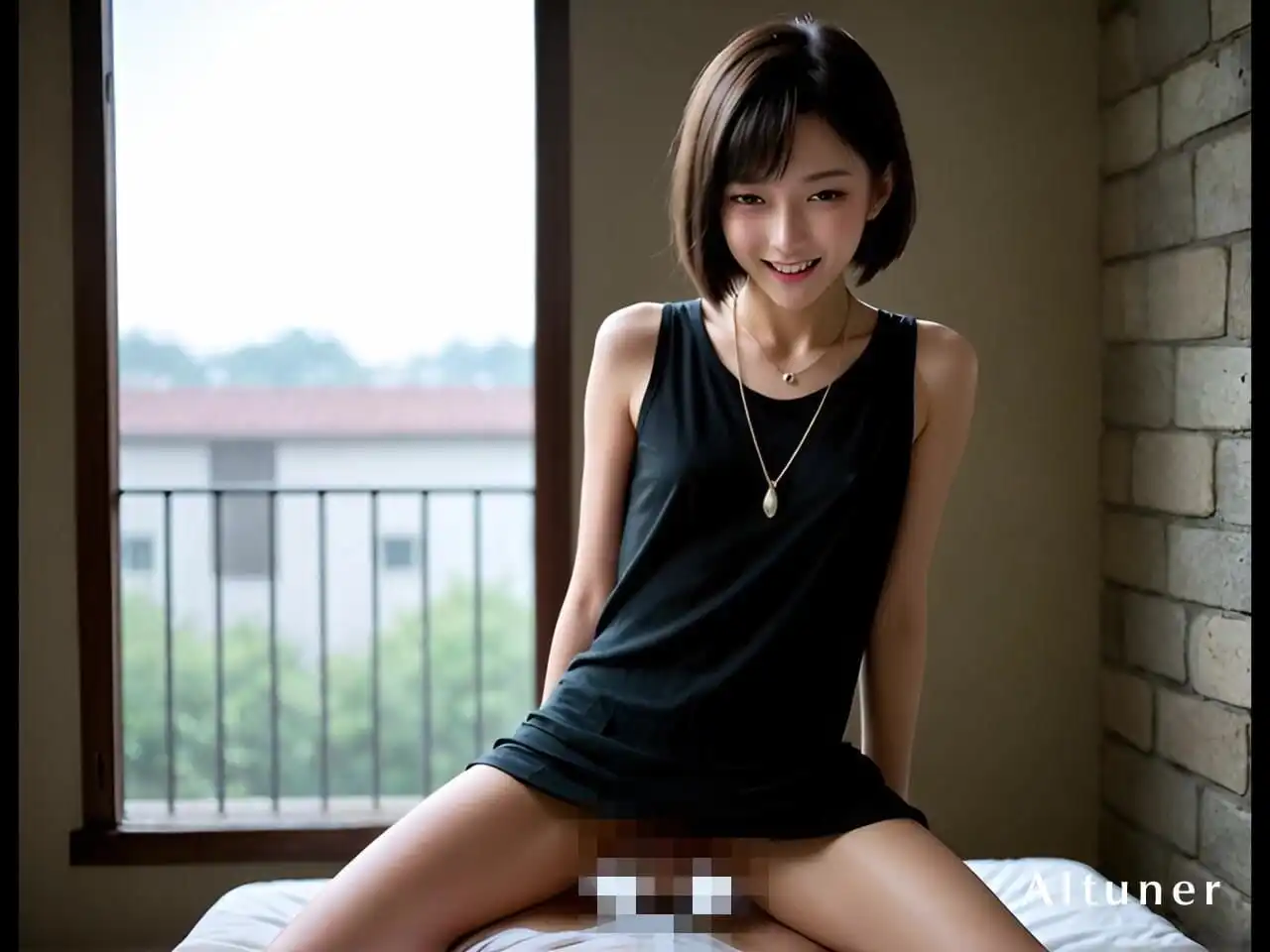 [ai-gen.0031] Curve of Desire - Her Silhouette Beckons in Soft Light