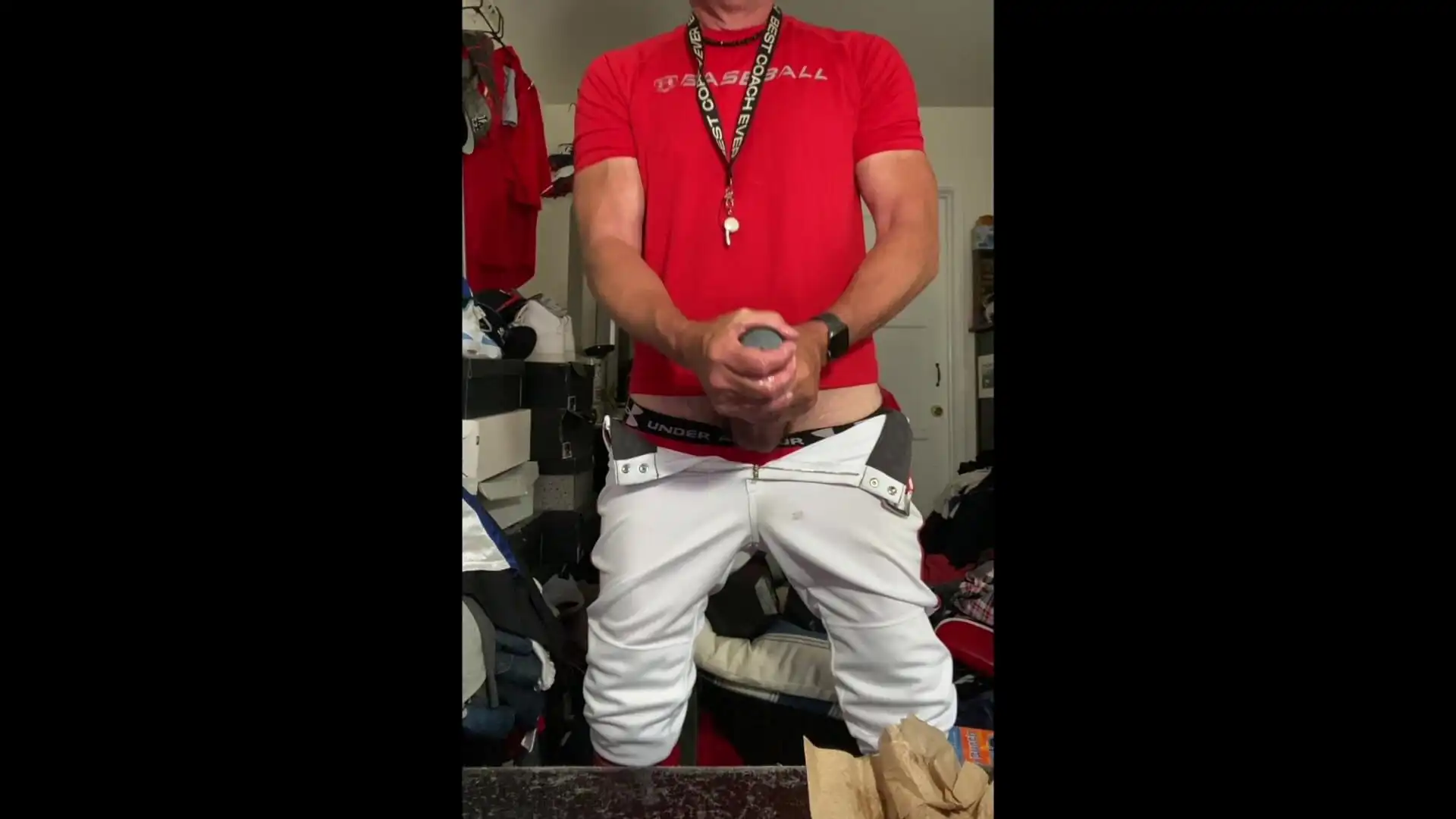 Jockdad87 Edges in Baseball Gear with His Pocket Pussy
