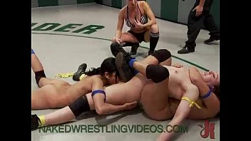 Four Babes Wrestle And Fuck On Mats