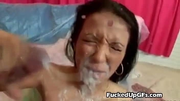 Cum Covered Latina Maya Gates Gets Facial In Gangbang