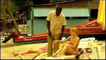 Young Blonde White Girl With Black Lover - Interracial Vacation