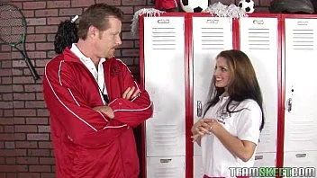 Stunning Brunette Teen Gets Facialized In The Lockerroom
