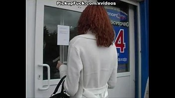 Red-haired Whore Sucking In The Car For All To See
