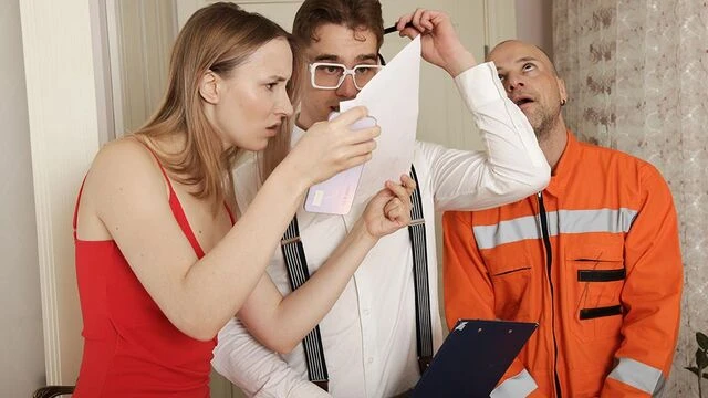 Two men with big cocks fucked a busty sex doll Polly Yangs