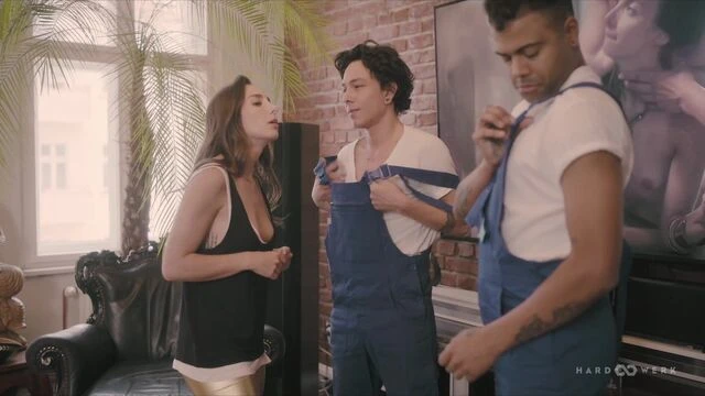 Two men with big cocks fucked a hot skinny girlfriend Ana B.