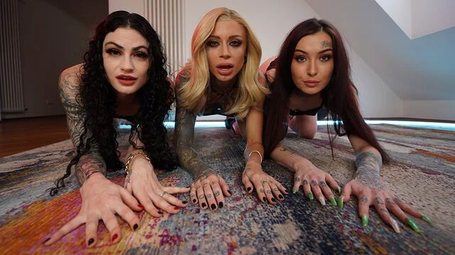 Gorgeous FFM sex session with babes Lydia Black and Sasha Beart