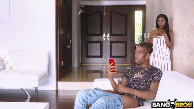  Playful busty ebony Sarah Banks looks good with a big black cock inside 
