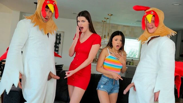 Fiona Frost and Lulu Chu are getting fucked by two massive cocks