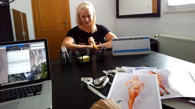 Beauty in tight black panties fucked by her boss in the office