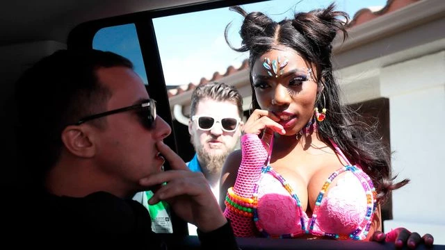 curvy young ebony Sarah Banks screwed by a long white penis