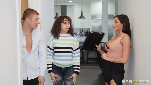 Beautiful silicone tits brunette Armani Black rides on a long penis