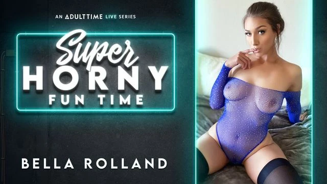 Stunning brunette with round bottom Bella Rolland opens her little pussy