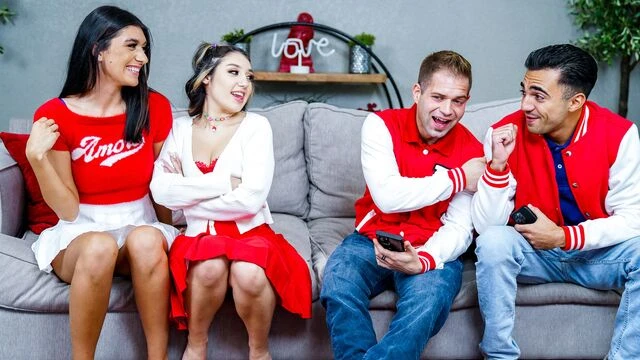 Violet Gems and Aubry Babcock are fucking with two young men