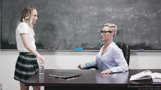 MILF VS teen sex in the classroom with Ryan Keely and Carter Cruise