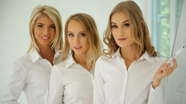 Three slender hotties Tiffany Tatum, Missy Luv and Kira Thorn love sex games