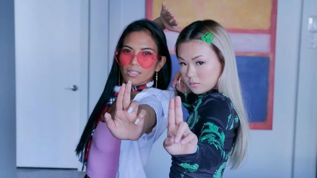 Awesome models Lulu Chu and Jada Kai are fucking with a big dick
